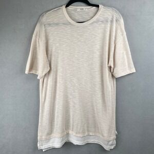 EPTM Cream Slub Knit Layered Look Tunic Top Short Sleeve T Shirt USA Made Size M